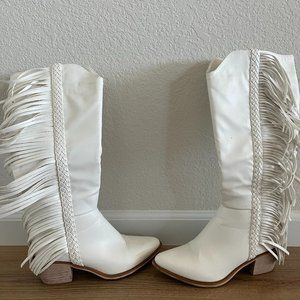White Fringe Cowboy Boots